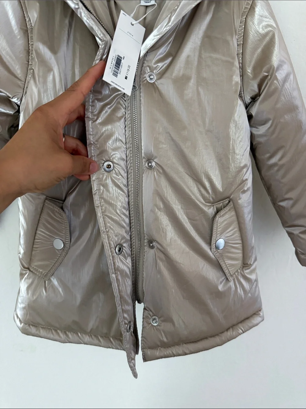 NWT Janie and Jack The Metallic Puffer Coat Sz 3 to 4